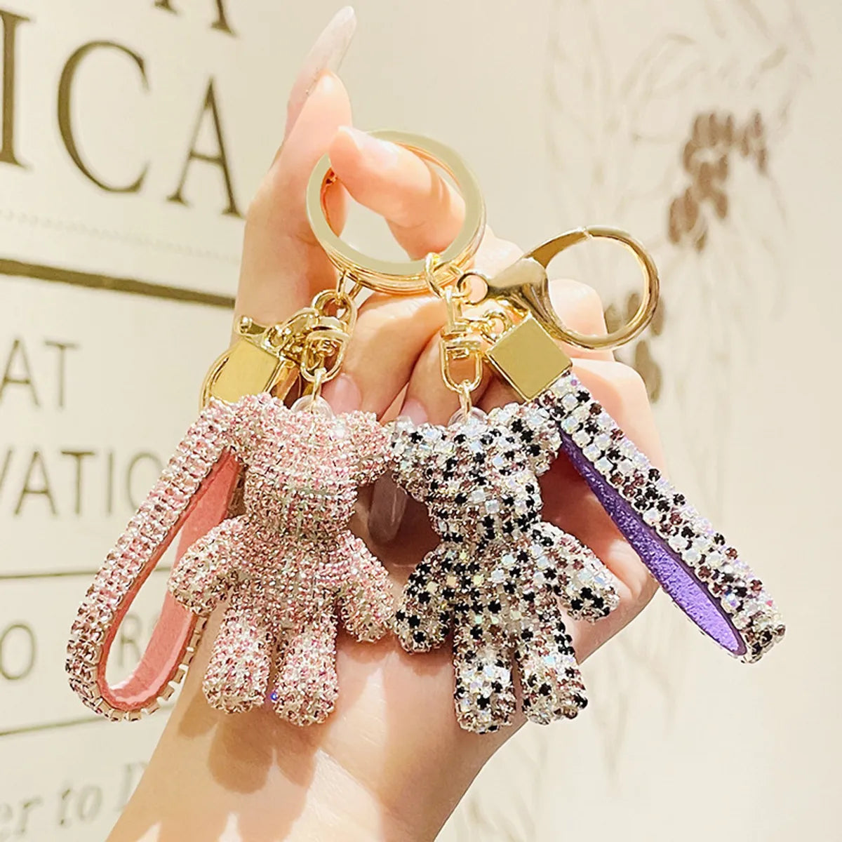 Creative Cartoon Diamond-Encrusted Bear Keychain Diamond Bear Pendant