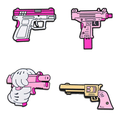 Creative Cartoon Pink Pistol Brooch Girl Cute Japanese Cute Metal Gun Badge