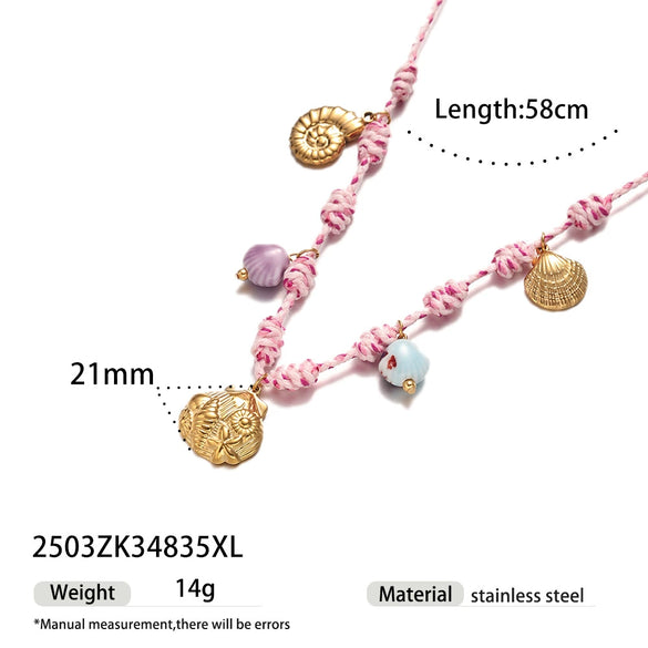 Creative Ceramic Pendant Lanyard Necklace With Animal And Zodiac Patterns For Women Summer Fresh Titanium Steel Clavicle Chain