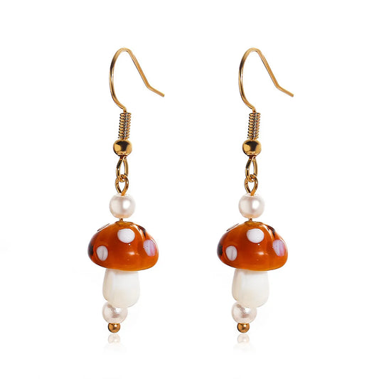 Ins Style Retro Mushroom No Inlaid Earrings