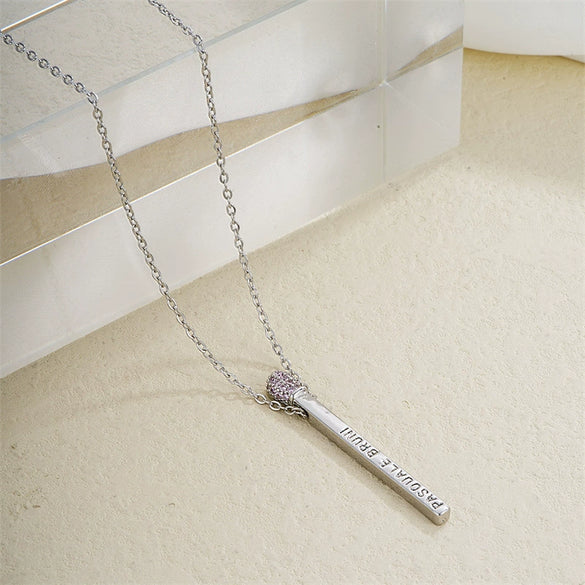 Creative Crown Microphone Pendant Necklace With Rhinestone And Copper O Chain Personality Jewelry For Women