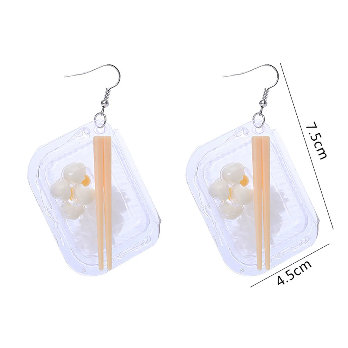 Creative Cute Artificial Bento Lunch Box Pendant Earrings