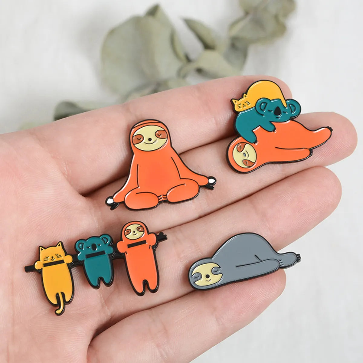 Creative Cute Cartoon Sloth Oil Dripping Alloy Brooch