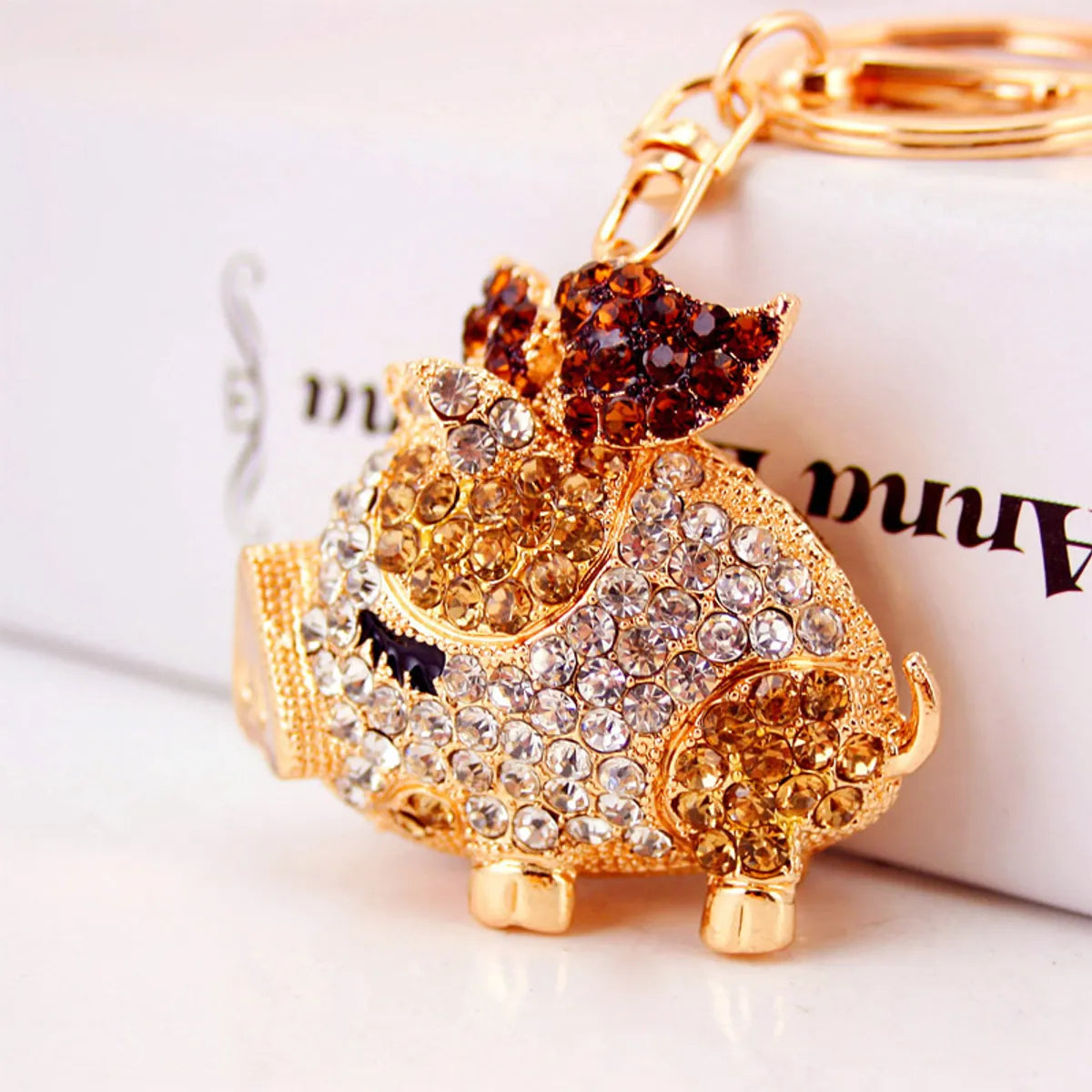 Creative Cute Diamond Zodiac Pig Car Keychain