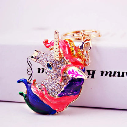 Creative Cute Dripping Oil Craft  Diamond Car Keychain