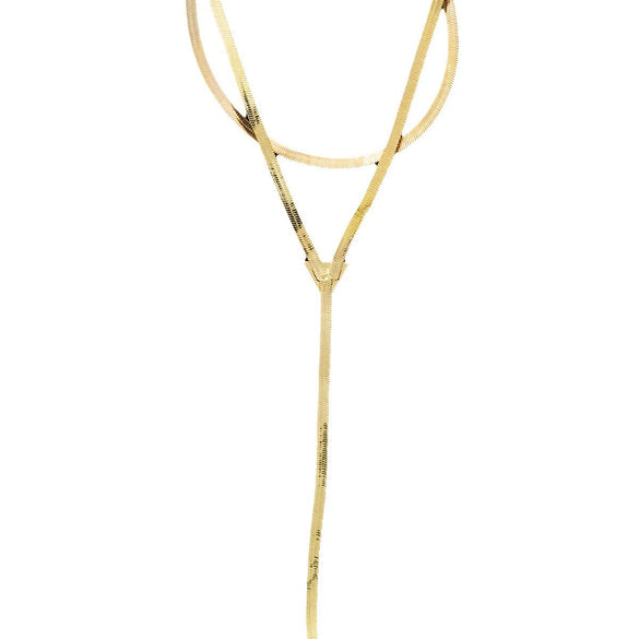 Creative Double Layer Snake Bone Chain Tassel Necklace For Women Alloy Material Geometric Pattern Electroplated