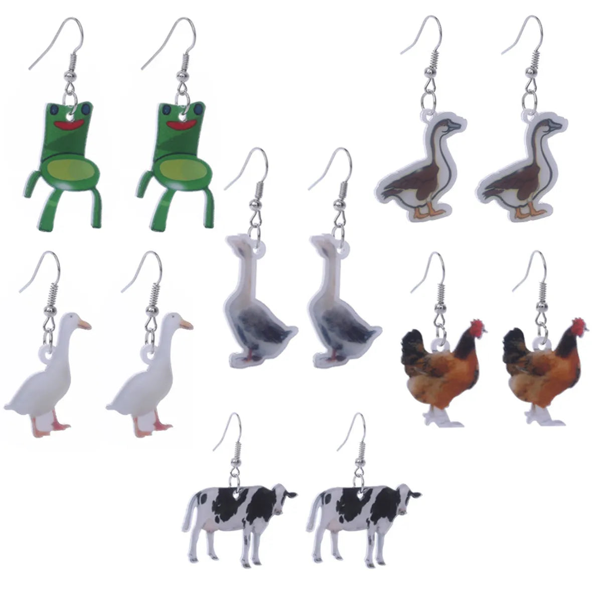 Creative Earrings Simulation Animal Acrylic Printing Frog Earrings