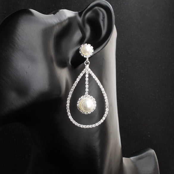 Creative Exaggerated Round Geometric Earrings With Imitation Pearls And Star Detail For Women Natural Style Statement Jewelry