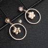 Creative Exaggerated Round Geometric Earrings With Imitation Pearls And Star Detail For Women Natural Style Statement Jewelry