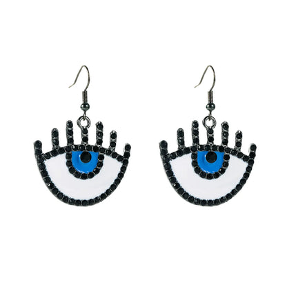 Creative Fashion Alloy Drop Oil Diamond Eyes Earrings