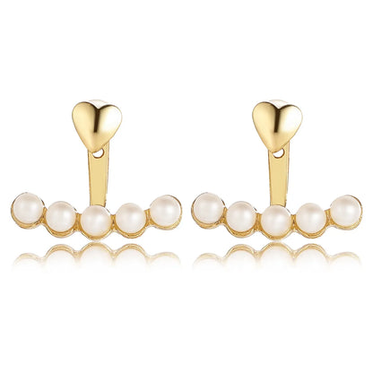 Creative Fashion French Arc Pearl Heart Back Hanging Earrings