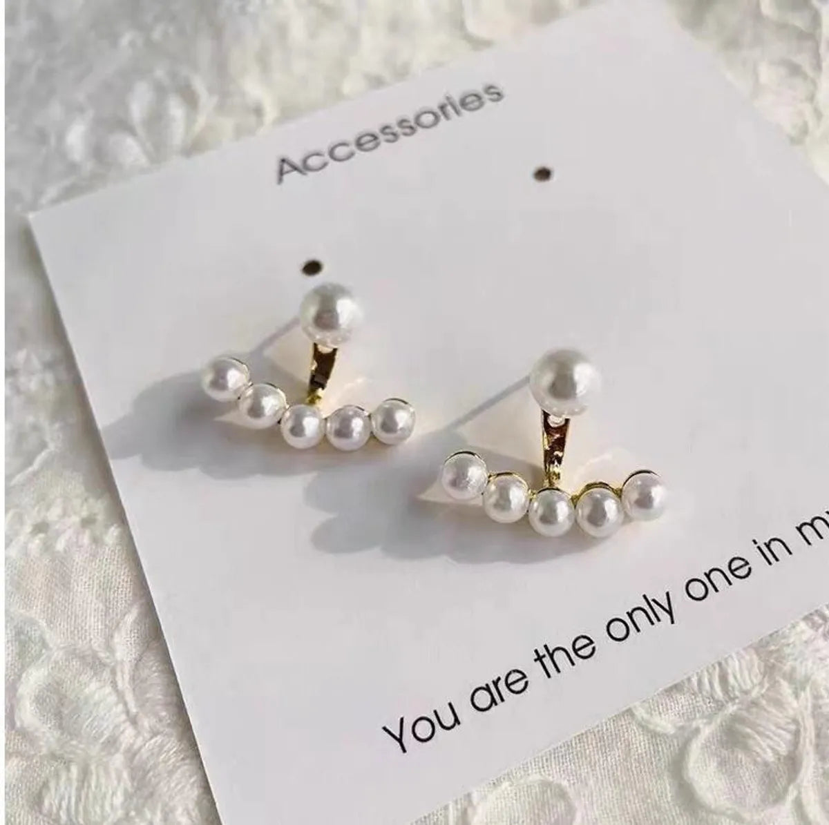 Creative Fashion French Arc Pearl Heart Back Hanging Earrings