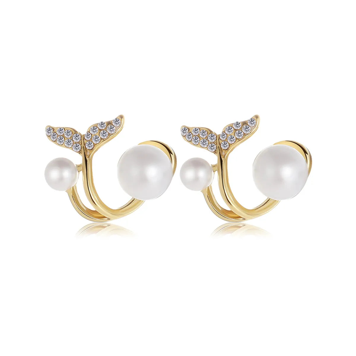 Creative Fashion French Arc Pearl Heart Back Hanging Earrings