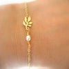 Creative Fashion Hollow Leaf Pearl Bracelet For Women Alloy Electroplated Leaves Chain Bracelet