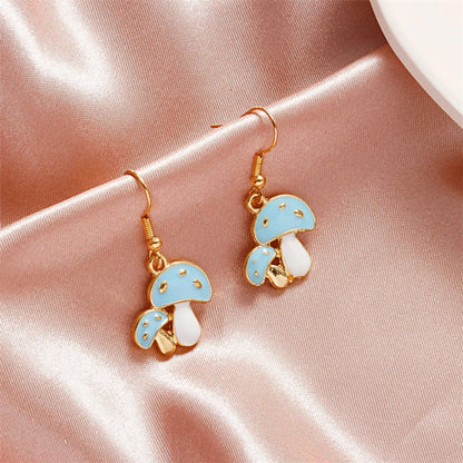 Europe And America Creative Fun Mushroom Earrings For Women Ins Style Cute Colorful Oil Necklace Small Mushroom Earrings Earrings Popular Sale