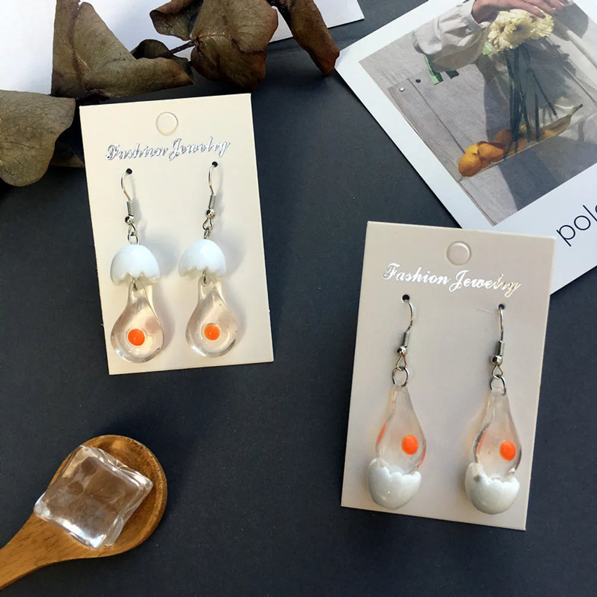 Creative Funny Simulation Egg White Yolk Earrings Wholesale