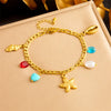 Creative Gold Plated Tortoise Dolphin Starfish Pendant Stainless Steel Chain Jewelry Bracelet For Women With Animal Pattern And Electroplating Treatment