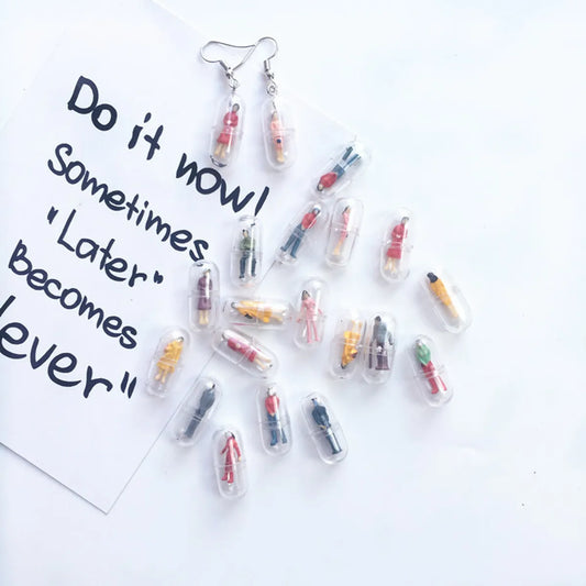 Creative Hand-Made Fun Capsule Cartoon Translucent Ear Clips Earrings