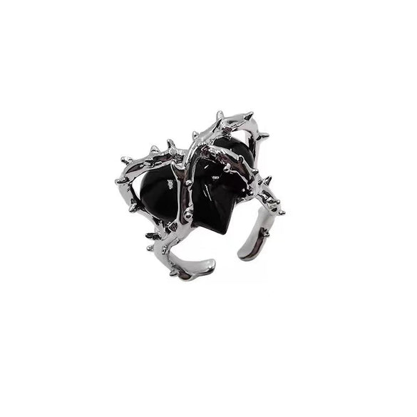 Creative Heart Of Thorns Love Opening Fugu Ring Jewelry Alloy Material Electroplating Processing Heart Shaped And Star Patterned For Women