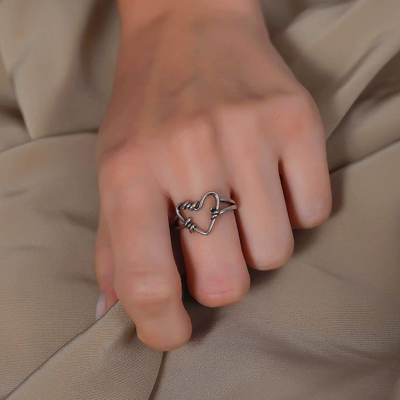 Creative Heart Of Thorns Love Opening Fugu Ring Jewelry Alloy Material Electroplating Processing Heart Shaped And Star Patterned For Women