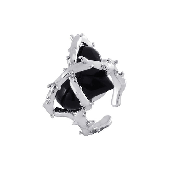 Creative Heart Of Thorns Love Opening Fugu Ring Jewelry Alloy Material Electroplating Processing Heart Shaped And Star Patterned For Women