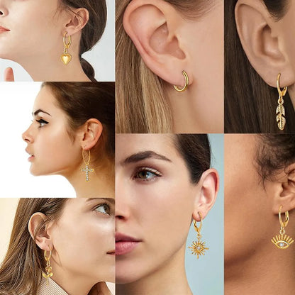 Creative Heart-shaped Ear Hoop Earrings New Trend Street Shooting Earrings Set