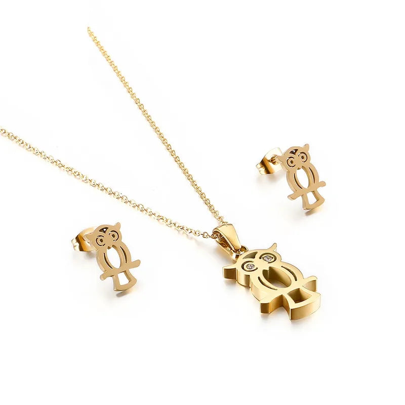 Titanium Steel 18K Gold Plated Korean Style Animal Titanium Steel