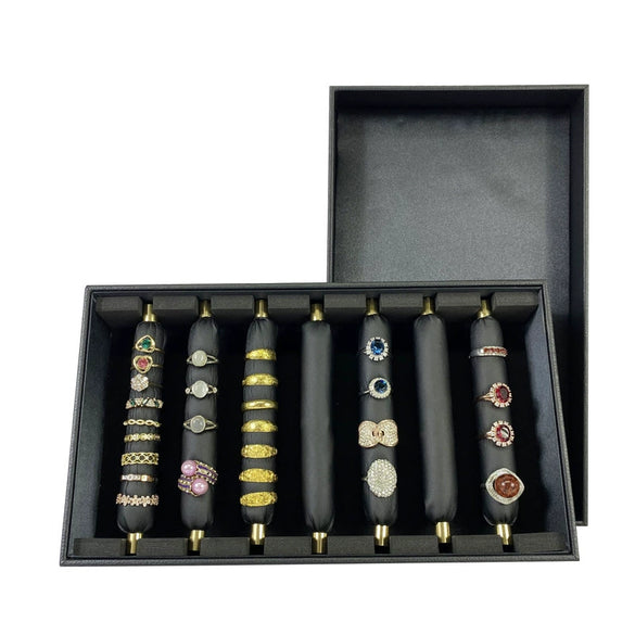 Creative Irregular Pu Leather Jewelry Display Tray Movable Ring Storage Display Plate With Metal And Density Board
