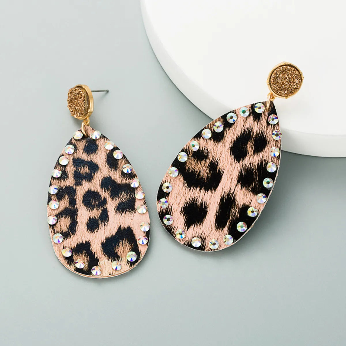 Creative Leather Double-Sided Leopard Print Earrings