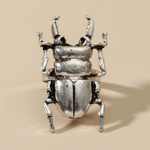 Creative Metal Beetle Geometric Tail Unisex Ring With Electroplating
