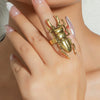 Creative Metal Beetle Geometric Tail Unisex Ring With Electroplating