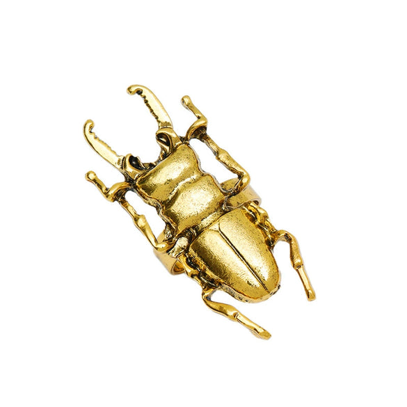 Creative Metal Beetle Geometric Tail Unisex Ring With Electroplating