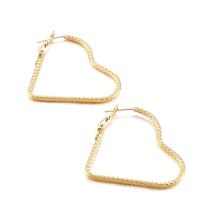 Creative Metal Engraved Stainless Steel Heart-shaped Fashion Earrings