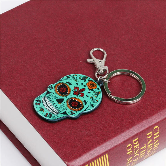 Creative Metal Skull Keychain With Pendant Ring Unisex Halloween Style Diy Accessory