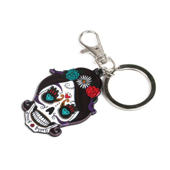 Creative Metal Skull Keychain With Pendant Ring Unisex Halloween Style Diy Accessory