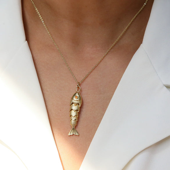 Creative Movable Microinlaid Zircon Small Fish Tropical Fish Pendant Necklace Copper Brass Electroplated