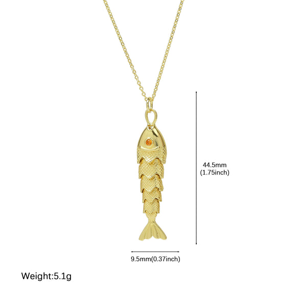 Creative Movable Microinlaid Zircon Small Fish Tropical Fish Pendant Necklace Copper Brass Electroplated