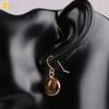 Creative Natural Crystal Convex Earrings Gold Plated Simple Fashion Earrings With Dripping Oil Finish