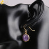 Creative Natural Crystal Convex Earrings Gold Plated Simple Fashion Earrings With Dripping Oil Finish