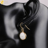 Creative Natural Crystal Convex Earrings Gold Plated Simple Fashion Earrings With Dripping Oil Finish