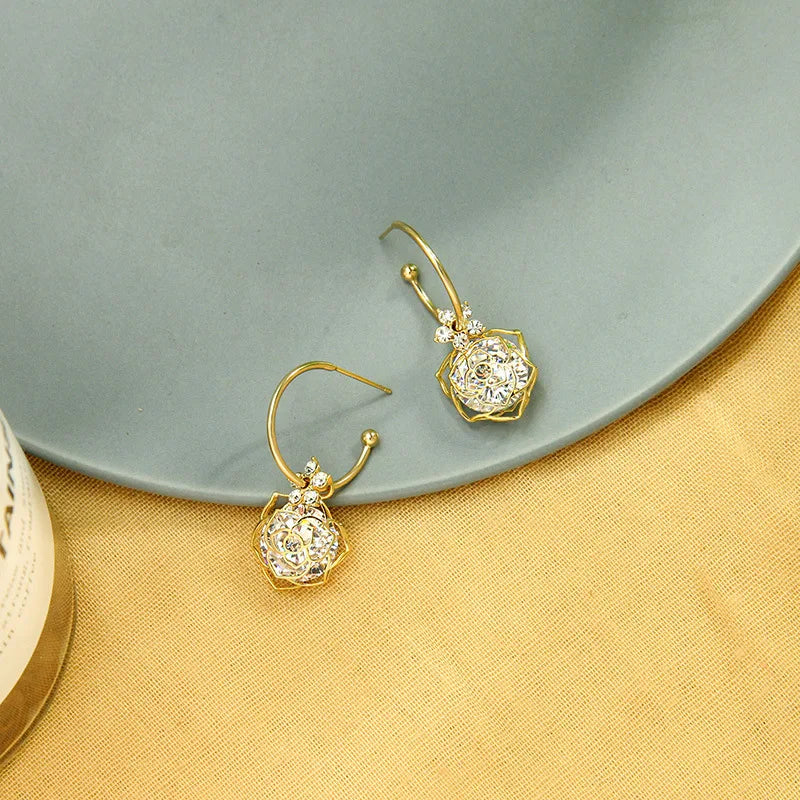 Creative New Design Earrings S925 Silver Needle Earrings Zircon Flower Earrings Wholesale Nihaojewelry