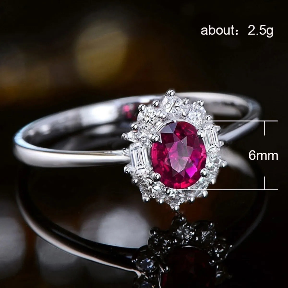 Creative New Retro Red Zircon Ladies Flower Shaped Copper Ring Hand Jewelry