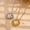 Creative Niche Design High Grade Women's Heart Shaped Stainless Steel Necklace With 18K Gold Plated Electroplating And Love Zircon Box Chain