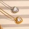 Creative Niche Design High Grade Women's Heart Shaped Stainless Steel Necklace With 18K Gold Plated Electroplating And Love Zircon Box Chain