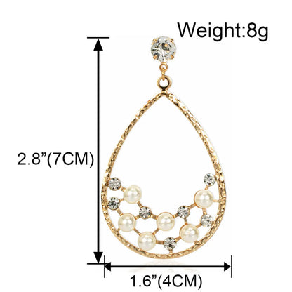 Creative Personality Drop-shaped Alloy Acrylic Diamond-set Pearl Earrings Wholesale Gooddiy