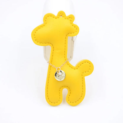 Creative Pu Giraffe Leather Keychain Car Pendant Cartoon Animal Deer Schoolbag Pendant Wholesale