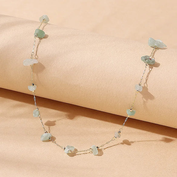 Creative Retro Natural Stone Stitching Chain Necklace