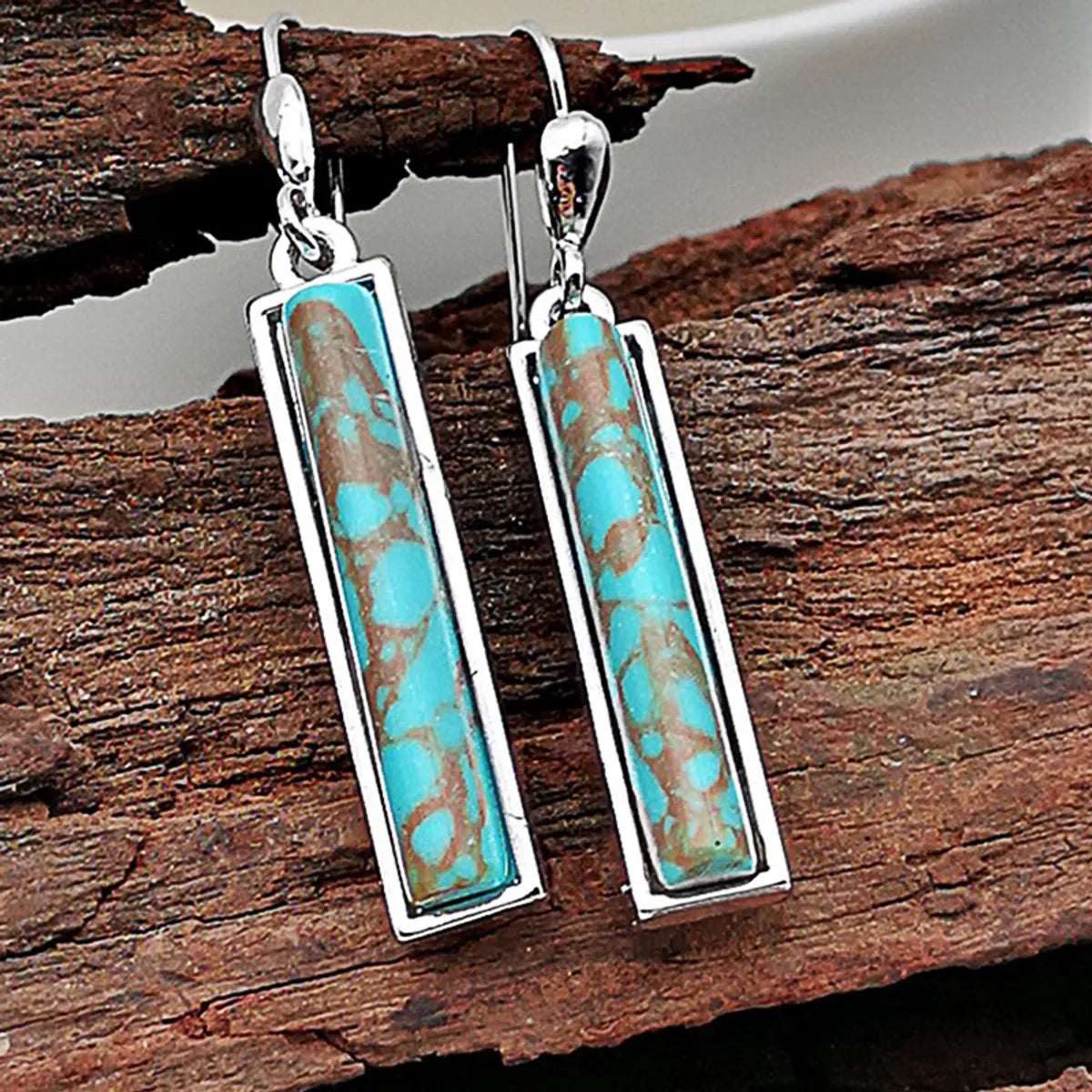 Creative Retro Turquoise Long Pendant Earrings