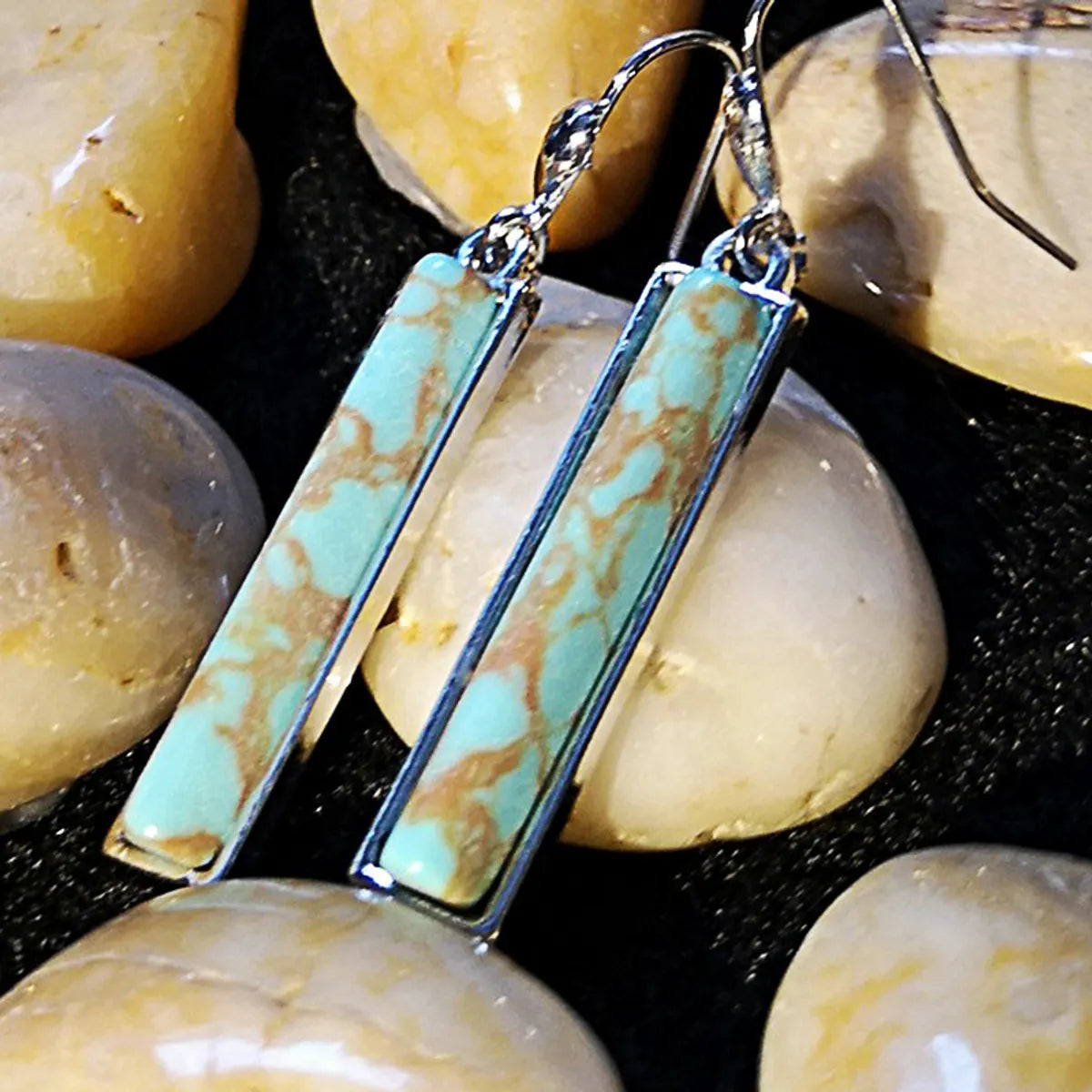 Creative Retro Turquoise Long Pendant Earrings