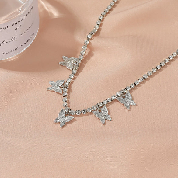 Creative Rhinestone Small Butterfly Anklet Alloy Claw Chain Tassel Foot Decoration With Inlaid Artificial Gemstones And Semi Precious Stones For Women